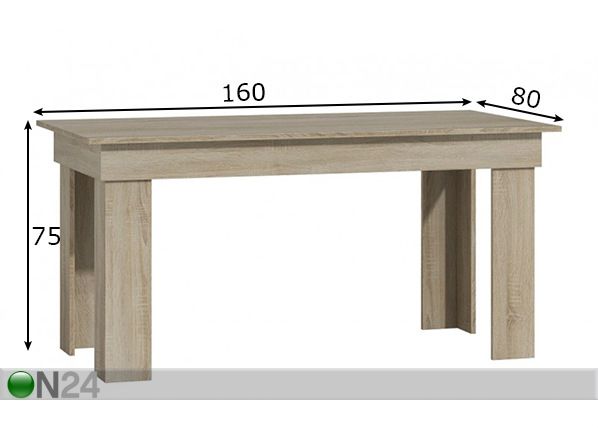 Ruokapöytä 80x160 cm mitat