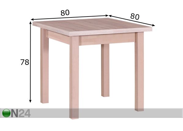 Ruokapöytä 80x80 cm mitat