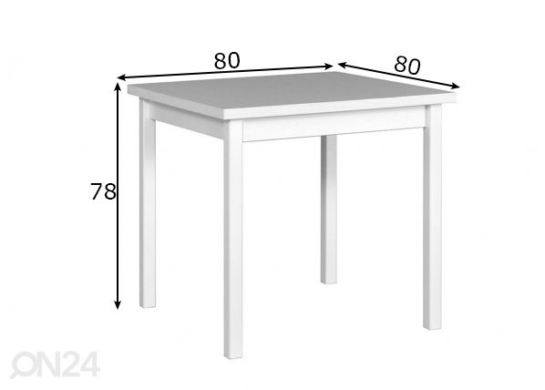 Ruokapöytä 80x80 cm mitat