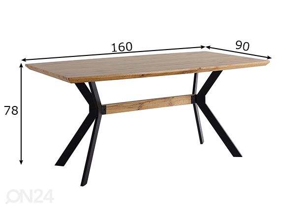 Ruokapöytä 90x160 cm mitat