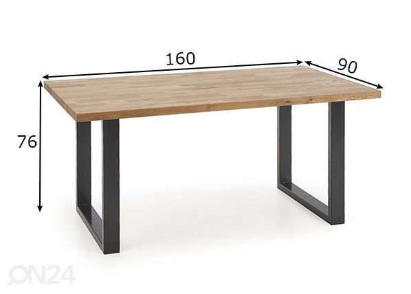 Ruokapöytä 90x160 cm mitat