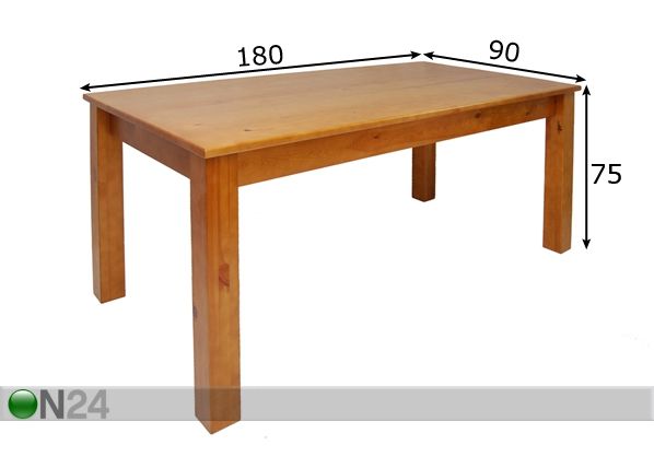 Ruokapöytä 90x180 cm mitat