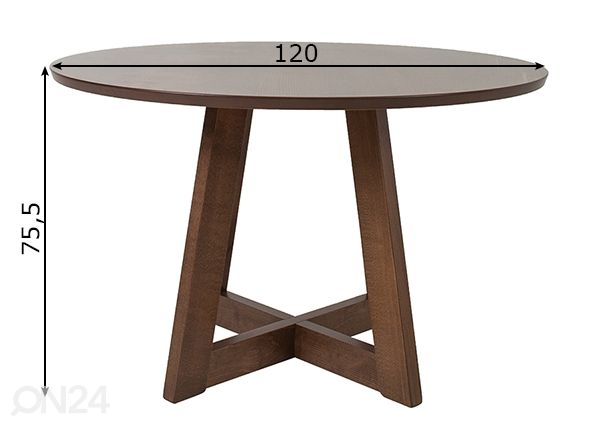 Ruokapöytä ADELE Ø 120 cm mitat