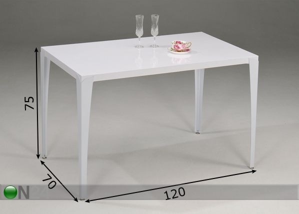 Ruokapöytä ALEX 120x70 cm mitat