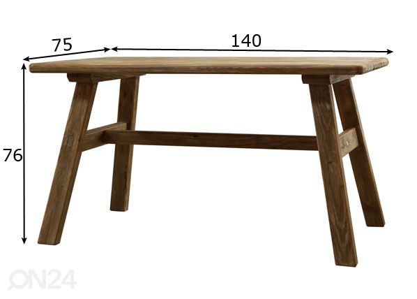 Ruokapöytä Aspen-140 140x75 cm mitat