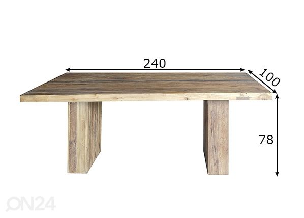 Ruokapöytä Banda 240x100 cm mitat