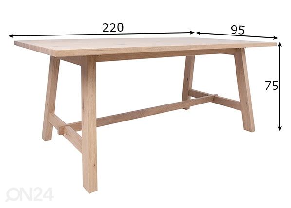 Ruokapöytä Bergen 95x220 cm mitat