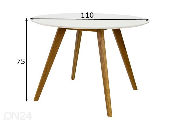 Ruokapöytä Bess Ø 110 cm mitat