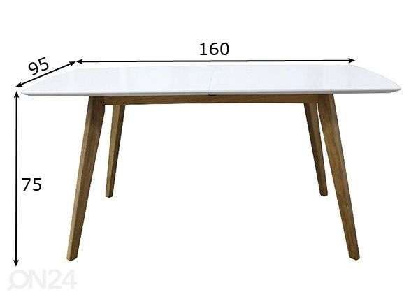 Ruokapöytä Bess 160x95 cm mitat