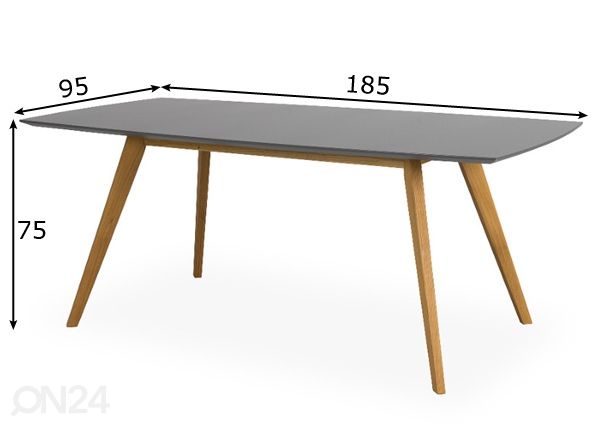 Ruokapöytä Bess 185x95 cm mitat