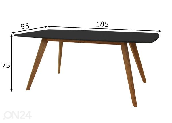 Ruokapöytä Bess 185x95 cm mitat
