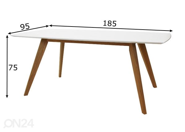 Ruokapöytä Bess 185x95 cm mitat
