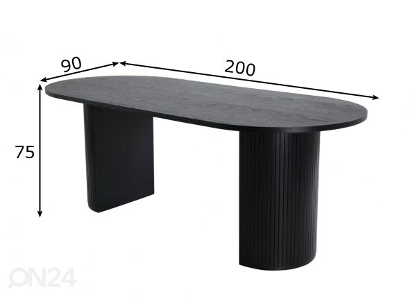 Ruokapöytä Bianca 200x90 cm mitat