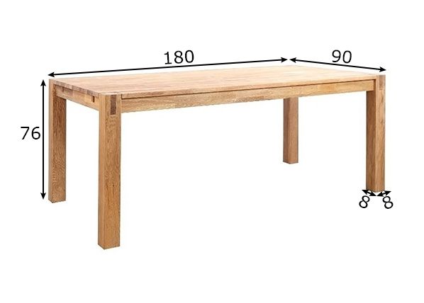 Ruokapöytä CHICAGO NEW 90x180 cm mitat