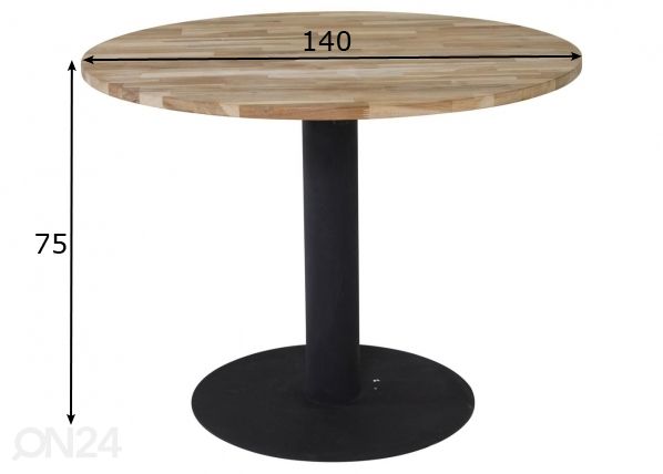Ruokapöytä Cirebon Ø 140 cm mitat