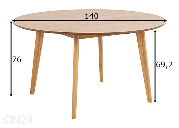 Ruokapöytä Concord Ø140 cm mitat