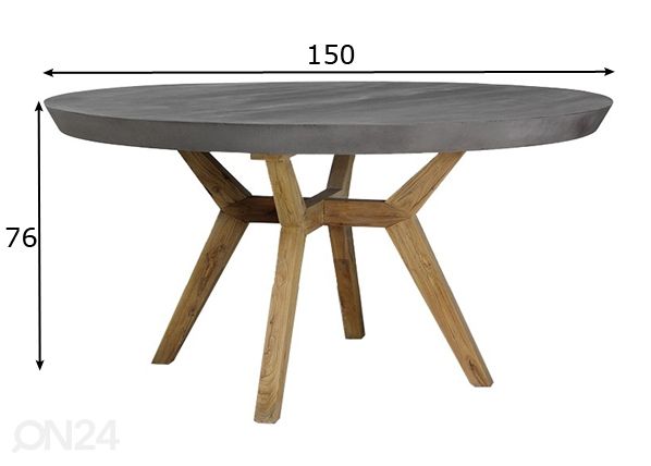 Ruokapöytä Concrete-150 Ø 150 cm mitat