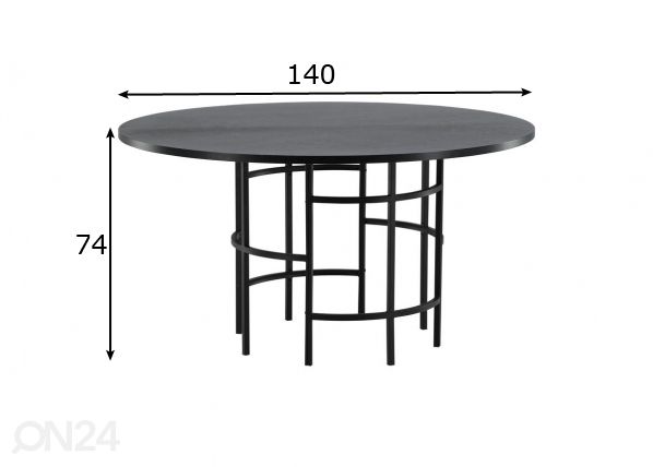Ruokapöytä Copenhagen Ø 140 cm mitat