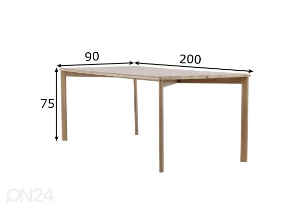 Ruokapöytä Damon 200x90 cm mitat
