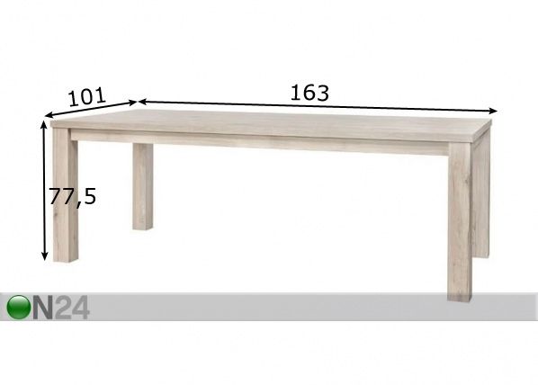 Ruokapöytä Delia 163x101 cm mitat