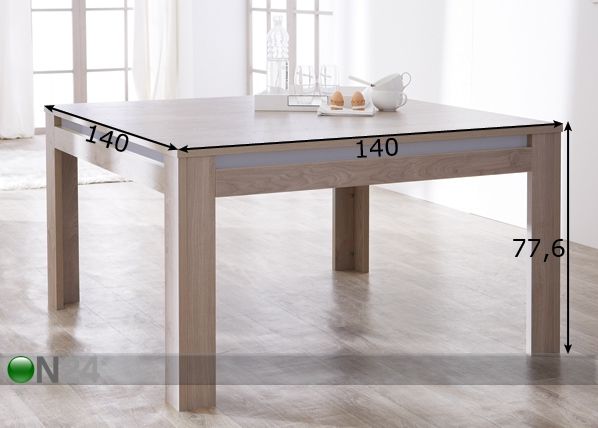 Ruokapöytä DINANT 140x140 cm mitat