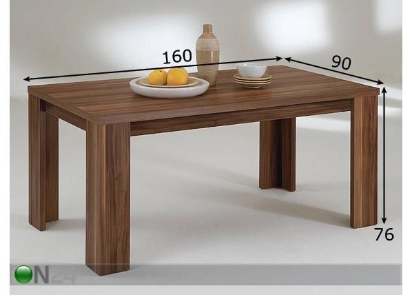 Ruokapöytä DOREEN I T 90x160 cm mitat