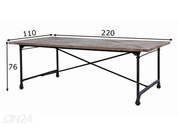 Ruokapöytä Elmwood-220 220x110 cm mitat