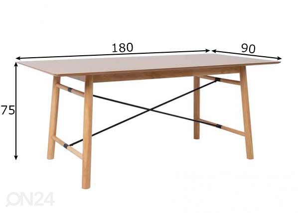 Ruokapöytä Emerald 90x180 cm mitat