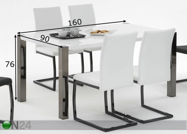 Ruokapöytä EMMA 90x160 cm mitat