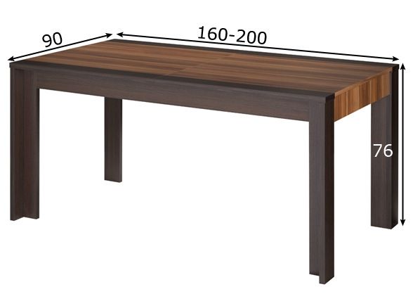 Ruokapöytä ENEGO 90x160 cm mitat