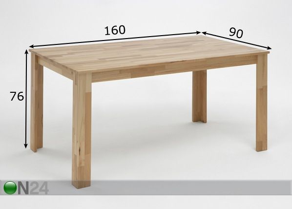 Ruokapöytä EVA I 90x160 cm mitat
