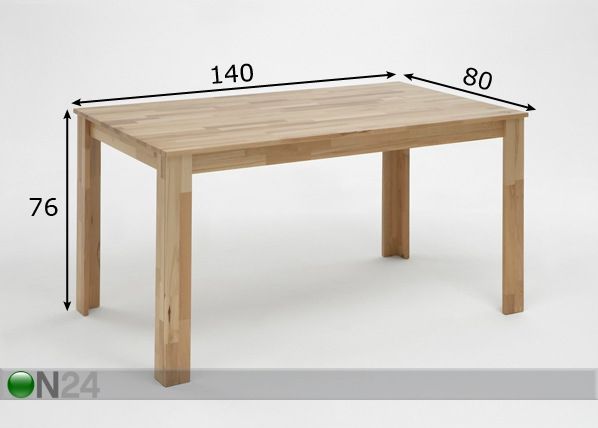 Ruokapöytä EVA II 80x140 cm mitat