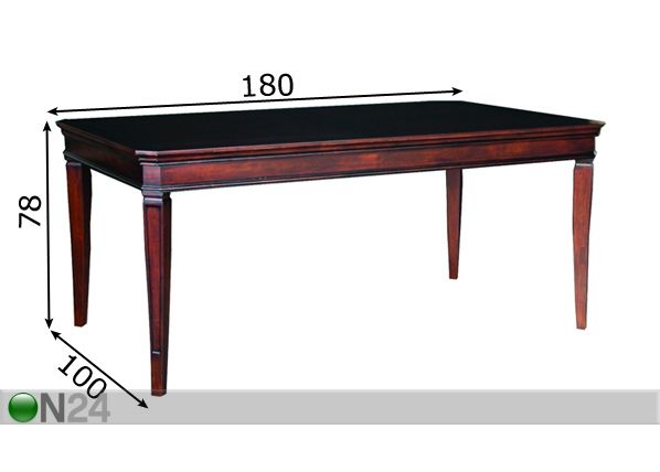 Ruokapöytä FRANKLYN 100x180 cm mitat