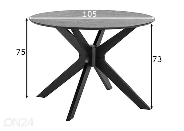 Ruokapöytä Fresno Ø 105 cm mitat