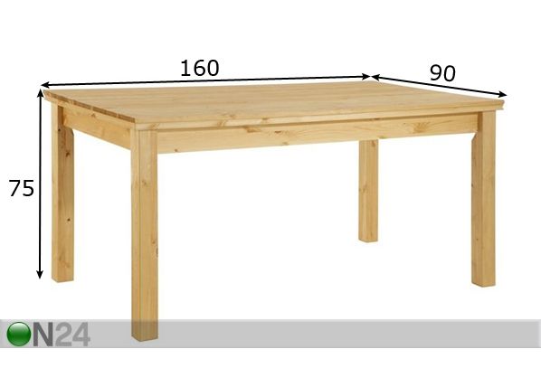 Ruokapöytä Gotland 160x90 cm mitat