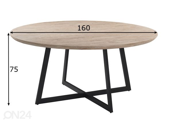 Ruokapöytä Granada-160 Ø 160 cm mitat