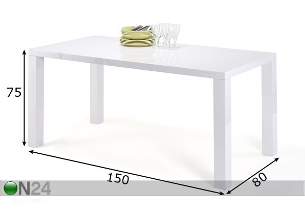 Ruokapöytä HOLLY 80x150 cm mitat