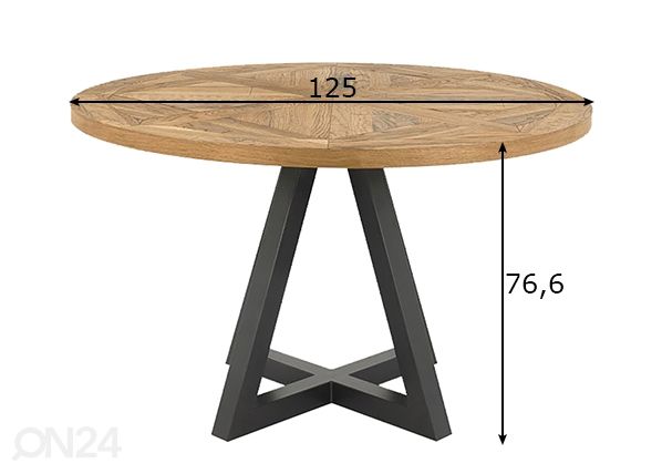 Ruokapöytä Indus Ø 125 cmm mitat
