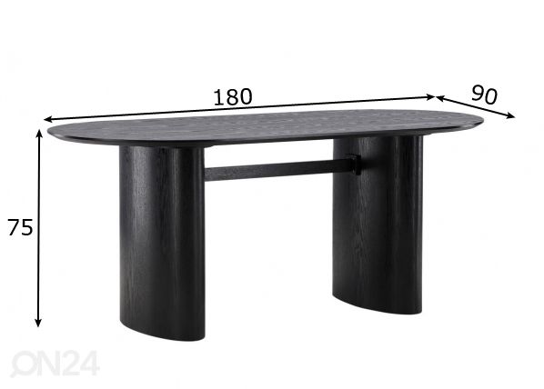 Ruokapöytä Isolde 180x90 cm mitat