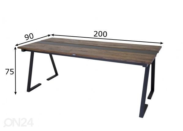 Ruokapöytä Jakarta 200x90 cm mitat