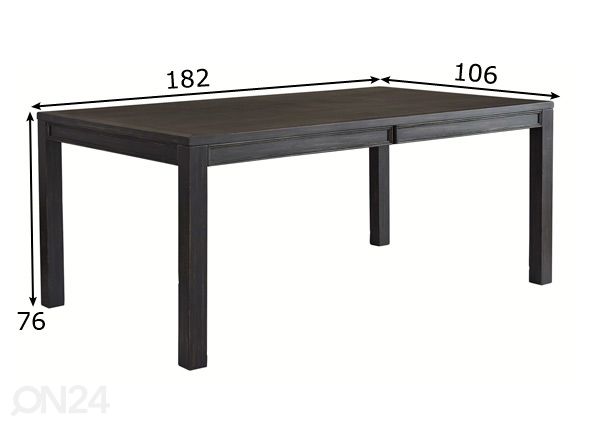Ruokapöytä Jeanette 182x106 cm mitat