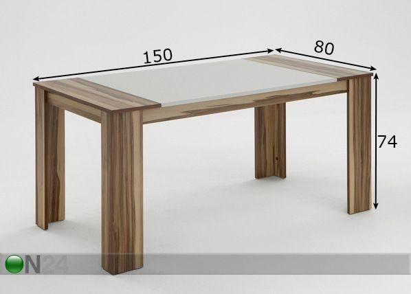 Ruokapöytä JULIA 80x150 cm mitat