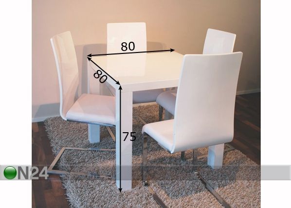 Ruokapöytä JULIA 80x80 cm mitat