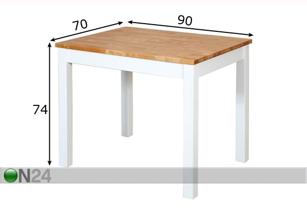 Ruokapöytä, koivu 70x90 cm mitat