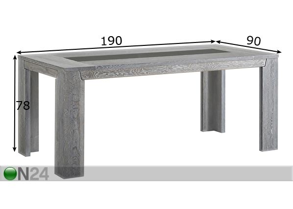 Ruokapöytä laatikoilla TITAN 190x90 cm mitat