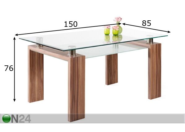 Ruokapöytä LEVIN 85x150 cm mitat
