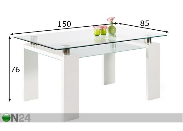 Ruokapöytä LEVIN 85x150 cm mitat