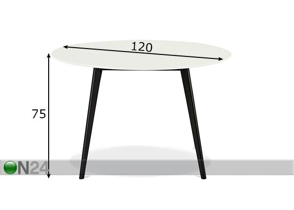 Ruokapöytä LIFE Ø 120 cm mitat