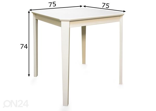 Ruokapöytä Loreta 75x75 cm mitat