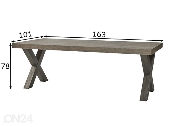 Ruokapöytä Mali 163x101 cm mitat